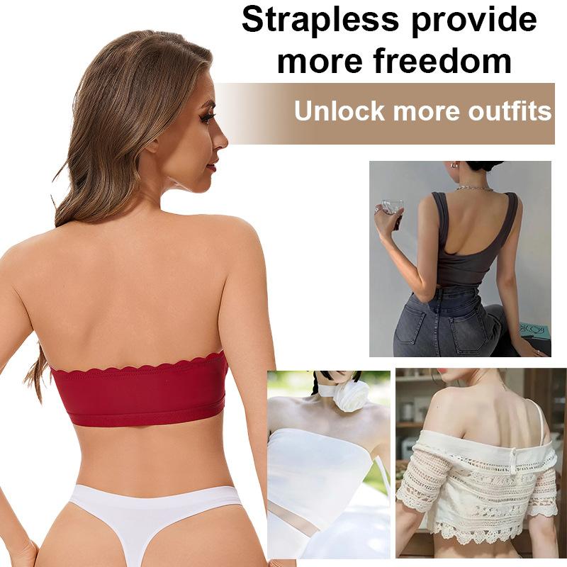 Damen trägerloser rutschfester Push-Up Schlauch-BH, Sexy rutschfestes Bandeau Unterwäsche mit Rückenverschluss