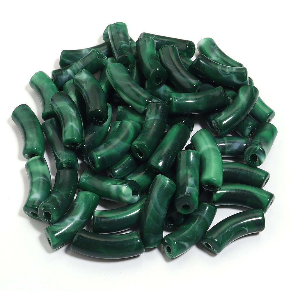 20pcs 35x11mm Acrylic Curved Tube Beads Dual Color Loose Beads For Jewelry Making DIY Handmade Necklace Bracelets Accessories
