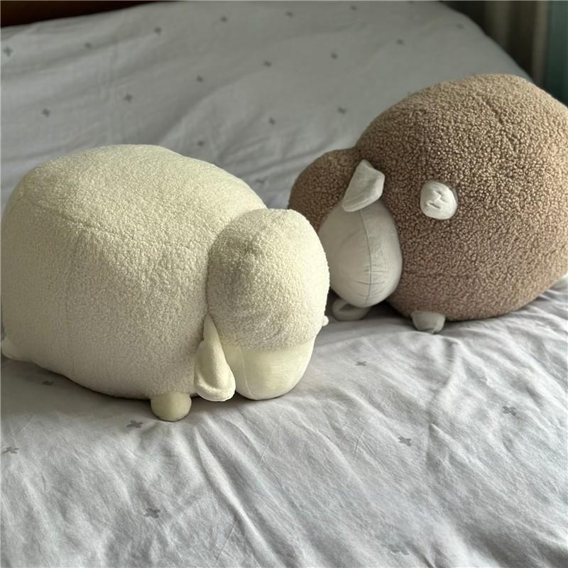 Cartoon Cute White And Brown Sheep Plush Doll Pillows For  Room And Sofa Decorat