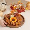 Stoff-Ahornblatt-Dekor Herbst-Kerzenringe Kränze Künstlicher Blattring für Säulen Halloween Tischmittelstückhalter Thanksgiving Heimparty