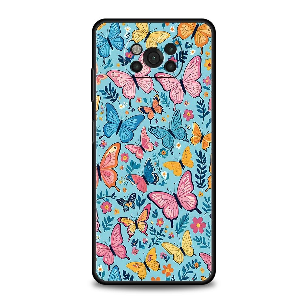 Butterfly Design Phone Case Cover  for Xiaomi Poco F7 Ultra F6 F5 F4 F3 X6 X5 X4 X3 NFC C51 C55 M4 GT 5G Soft TPU Shell Fundas Poco X7