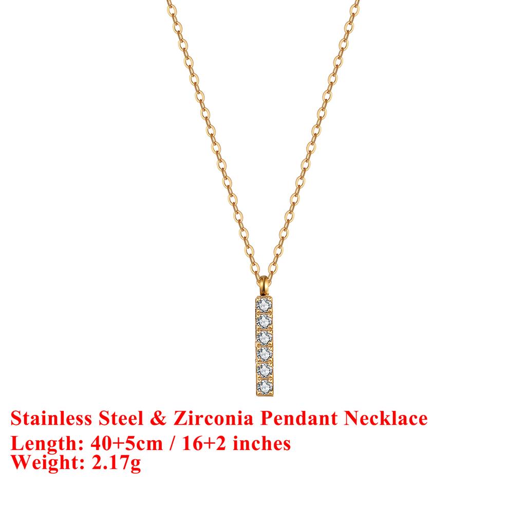 EFFIE QUEEN Stainless Steel 18k Gold Round Cut Zirconia Pendant Necklace Simple Jewelry for Women, Men Birthdays Party STKN05