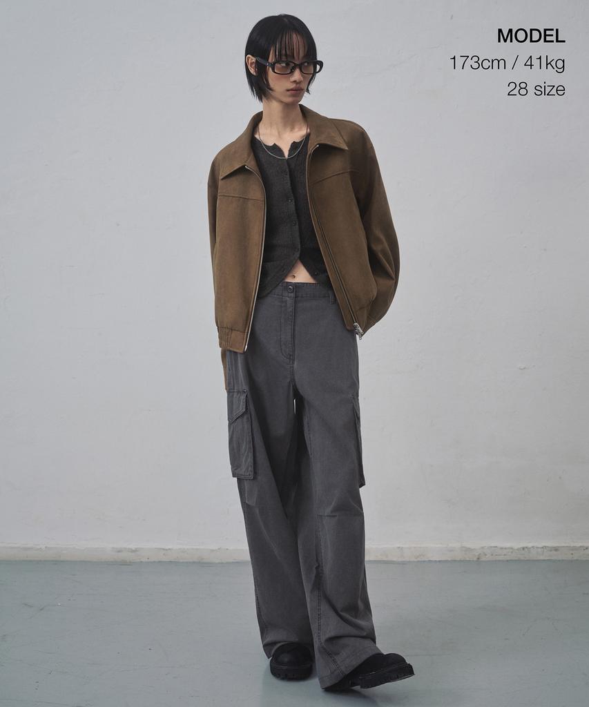 MUSINSA STANDARD WOMAN Pigment Wide Cargo Pants [Charcoal Grey]