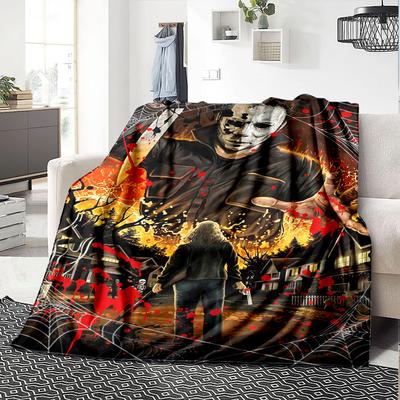 Halloween Horror Night Flannel Blanket Super Soft Warm Cozy Blanket For Sofa Bed Office Travel Allseason Home Decor Gift