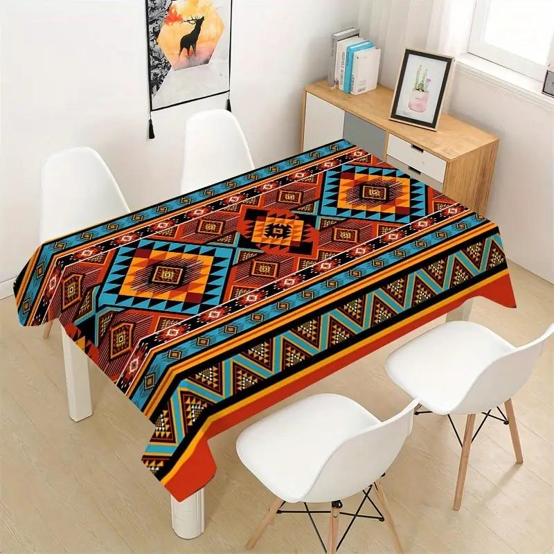 Southwest Ethnic Geometric Rectangle Tableclothholiday Party Decor Boho Aztec Pattern Polyester Table Cloths Kitchen Table Decor