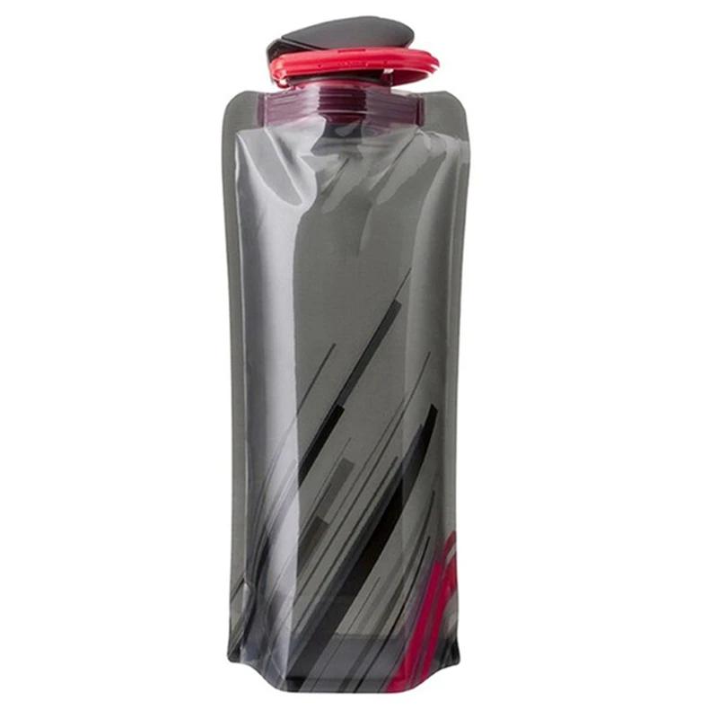 Foldable Water Bottles Reusable Flexible Travel Bottle Plastic Pouch Soft Flask Water Bag With Carabiner Clip