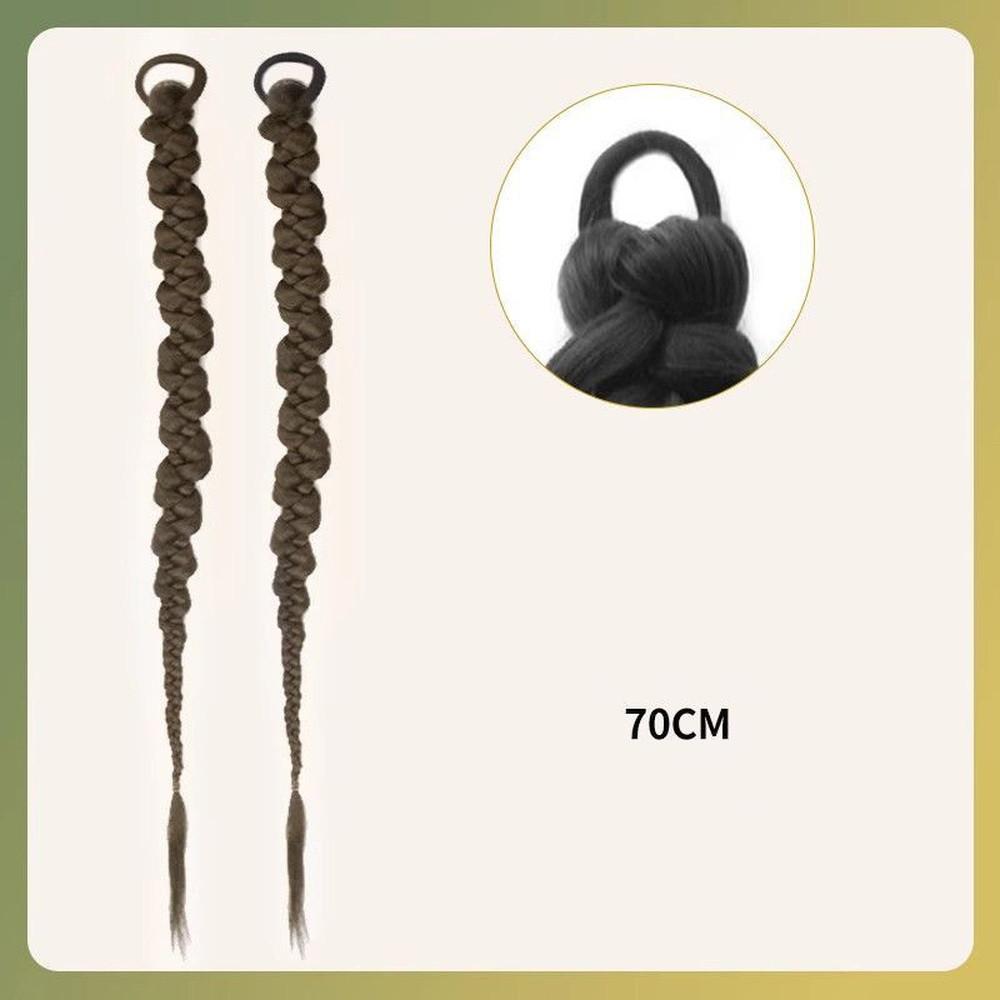 70cm Chinese Style Synthetic Braided Ponytail Wig Women Long Double Twisted Boxing Braids Hair Extension