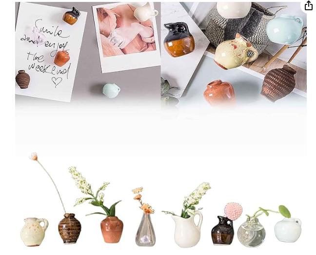 5/8pcs Ceramic Vase Fridge Magnets Without Flower 3D Plant Vase Refrigerator Magnet Home Kitchen Decor DIY Vase Magnet Fridge