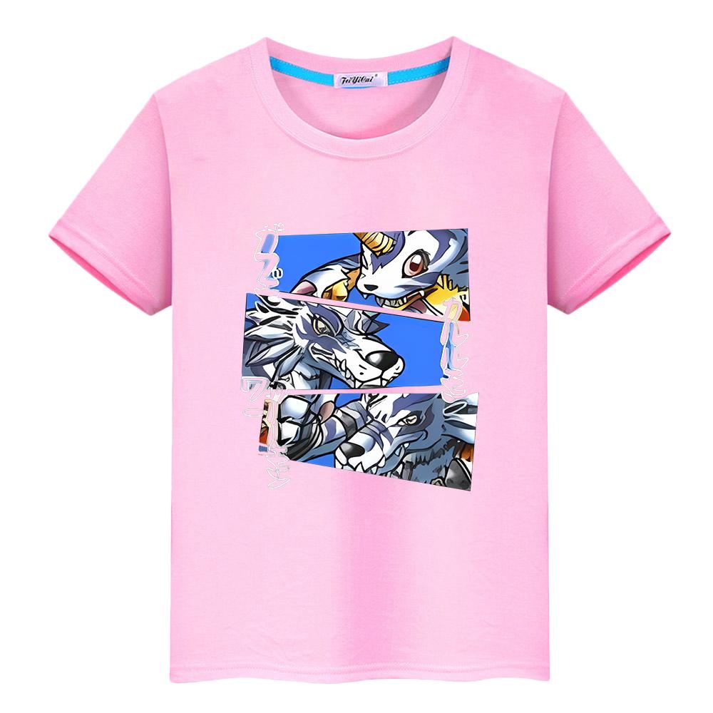 Digimon Print T Shirt for Kids Cartoon Pride Tshirt Girls Boy Cotton Clothes Y2k Kawaii Tops Anime Short Sleeve T-shirts
