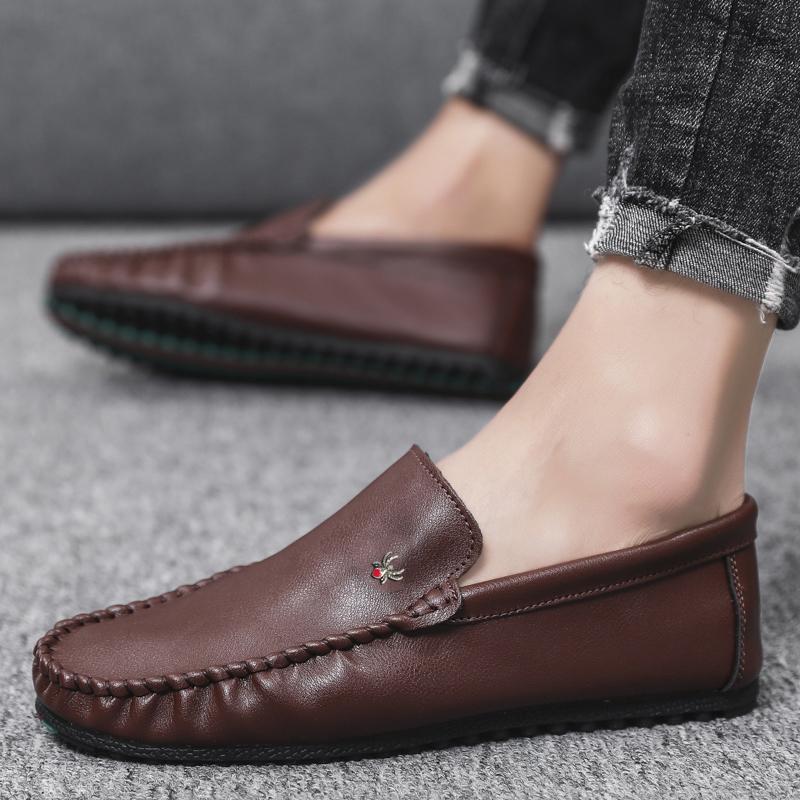 

Fashion Renowned Designer Brand Men s Loafers High-end Leather Casual Shoes Flat Bottomed Comfortable Men s Business Shoes Trendy Blue 38