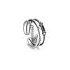 Stamp Copper Color Ring For Women Girl Gift Multilayer Retro Black Rectangular Chain Jewelry Dropshipping