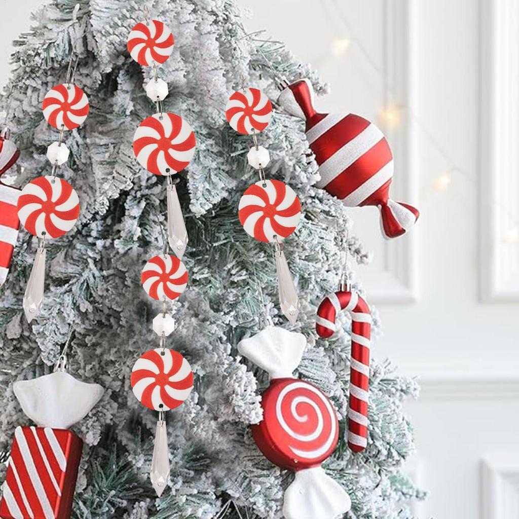 Candy Ornaments 12 Pieces Christmas Decorations Craft Acrylic Peppermint Candy Pendant Craft For Home Wreaths Parties Car Garden