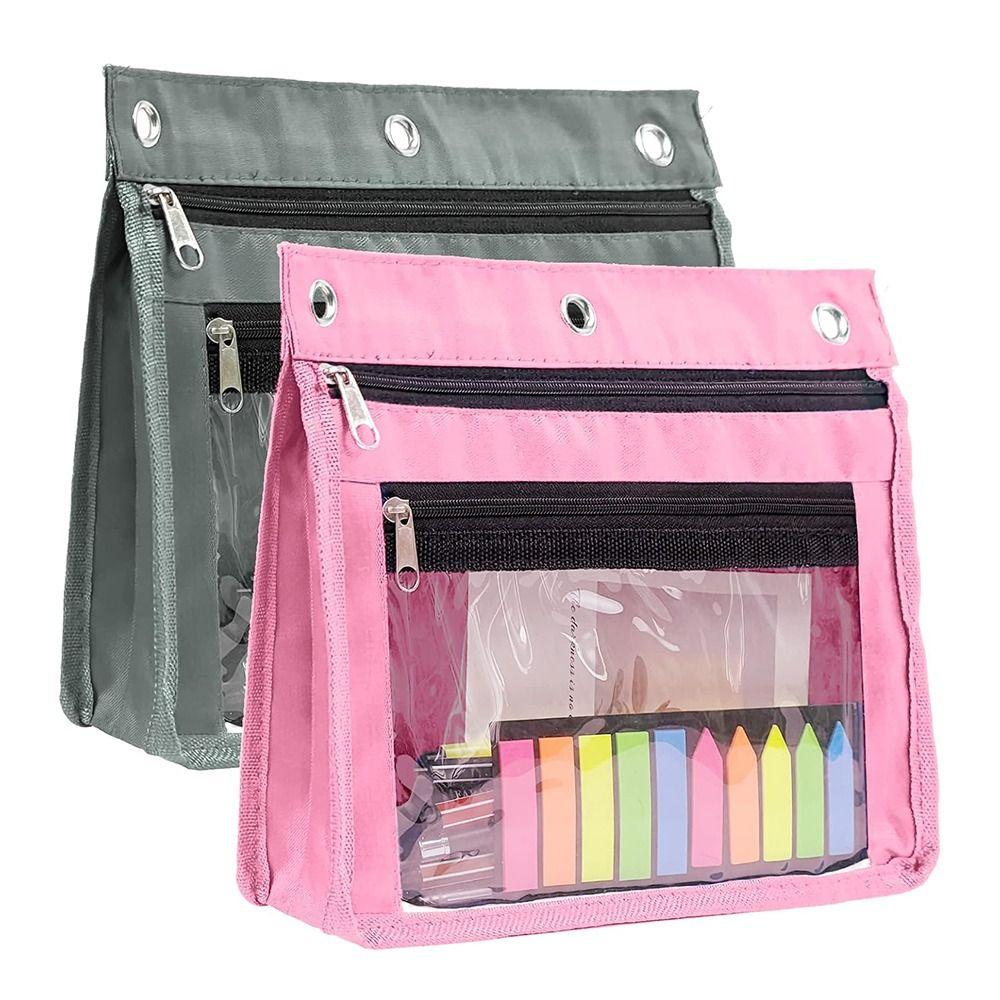 Double Layer Pencil Bag Expandable Pencil Case Portable Pen Holder Binder Pouch  School