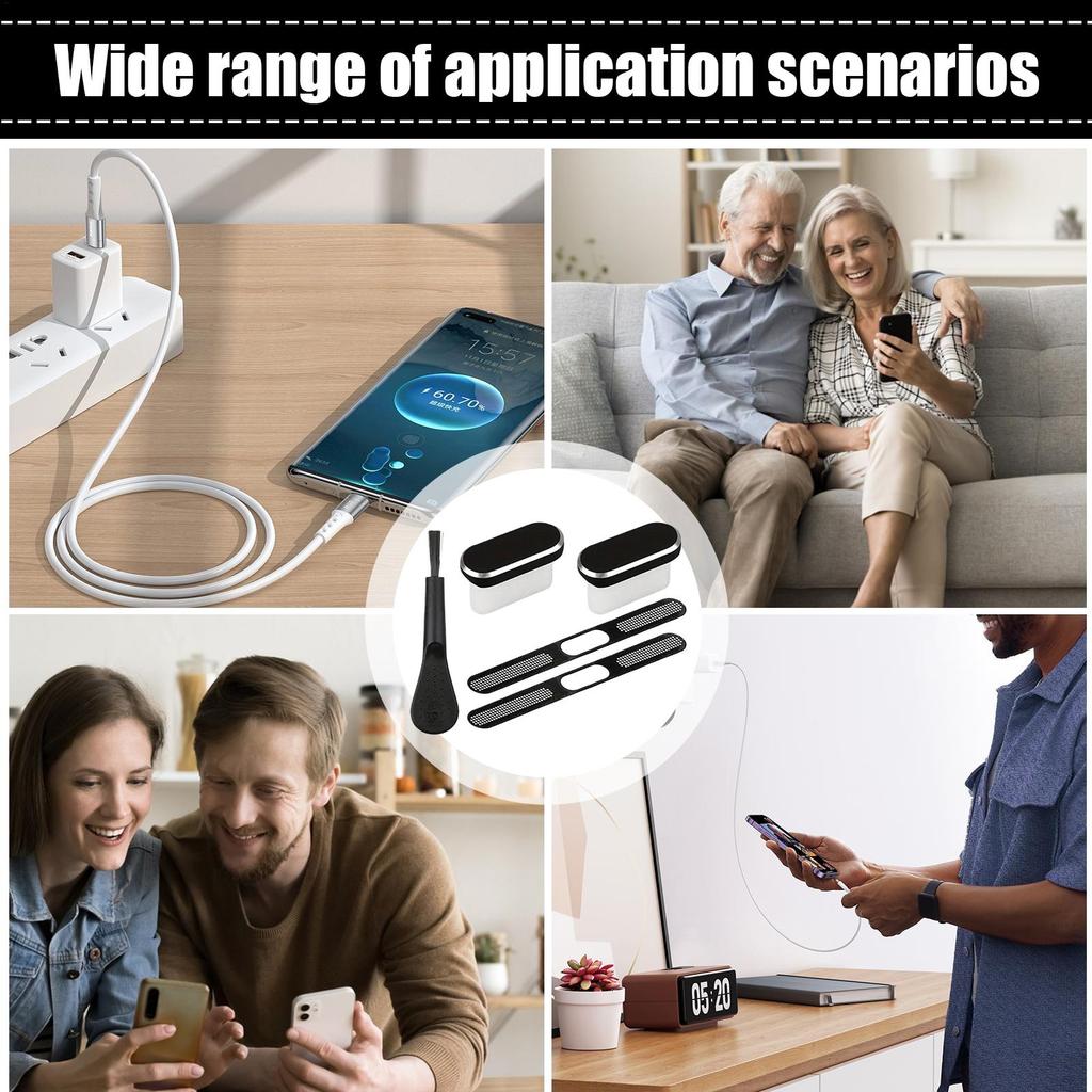 USB TypeC Plug Cover With Cleaning Brush Anti Dust USB TypeC Plug Cover Soft Cleaner Phone Charging Port Cover Set For Phone