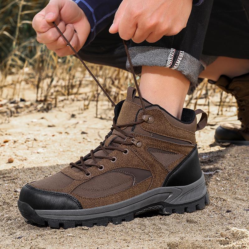 Men's Breathable Mesh Hiking Sneakers Anti-slip Mid-top Outdoor Sneakers Wear-resistant Footwear for Trekking Camping Size 39-48