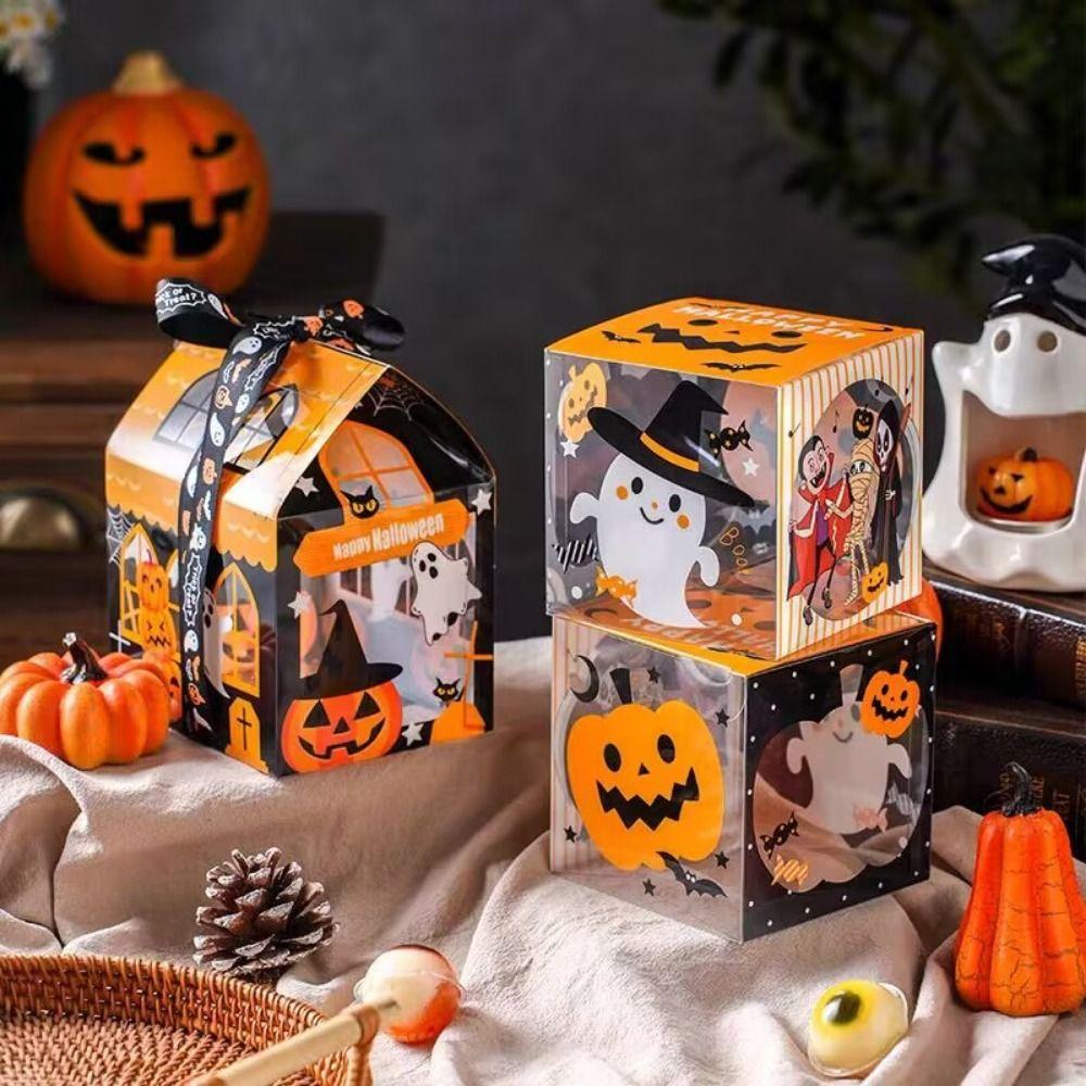 10Pcs Non Candy Snack Packaging Box Cartoon Ghost House Cookie Box  Themed Party Supplies