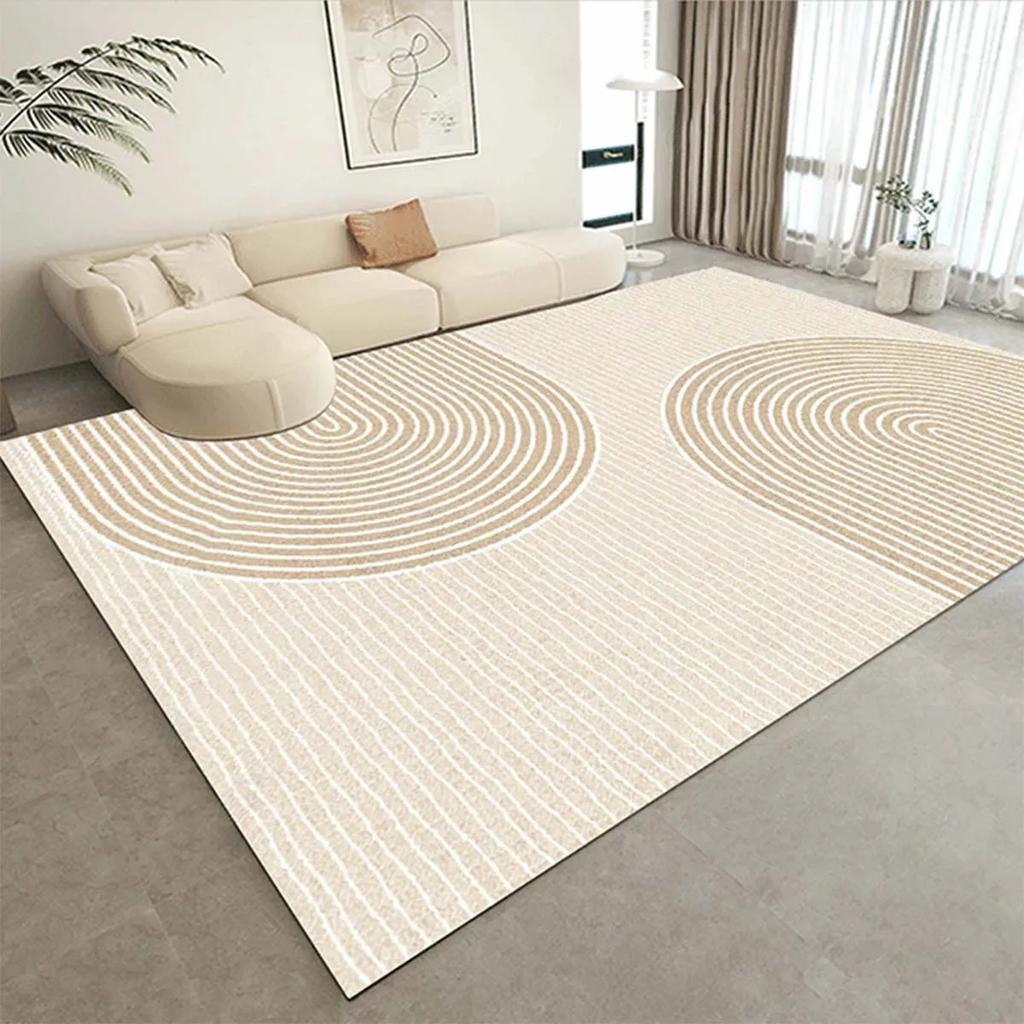 Cream Beige Striped Carpet for Living Room Big Size Non-slip Floor Mats Machine Washable Area Rugs Home Bedroom Soft Plush Rug