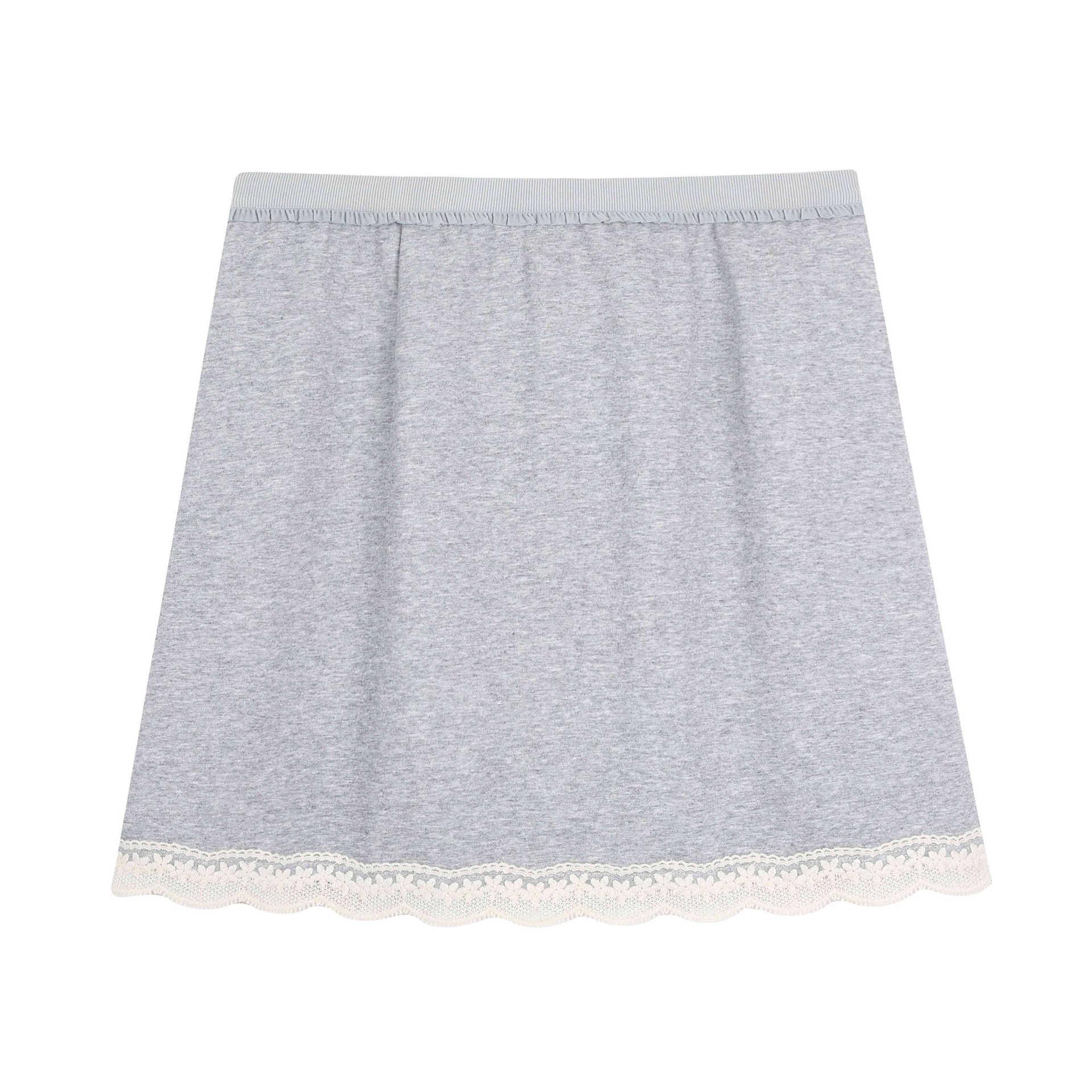 

Korean High-Waisted Lace Patchwork Midi Skirt - Plus Size, Flattering & Versatile 1XL (120-140 jin) хизер серый