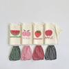Printed Fruit T-shirt Girls Two Piece Set Summer Clothes Fashion Korean Style Children Short Sleeve Tees + Plaid Shorts Outfits
