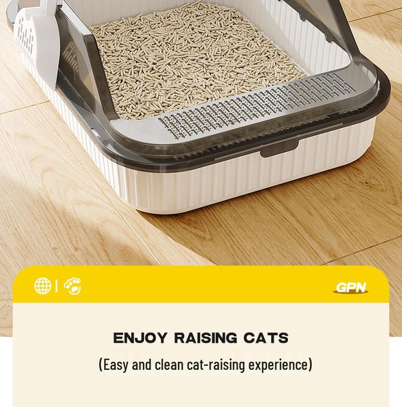 Extra Large Anti-Splash Cat Litter Box: Semi-Enclosed Tray for Large Cats and Kittens