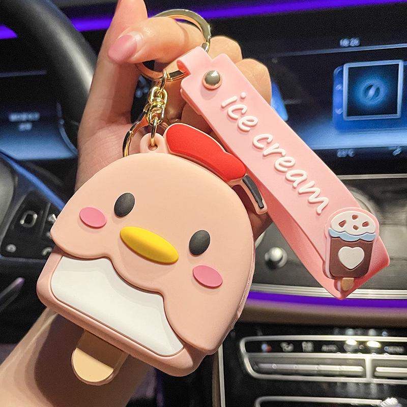 Mini Silicone Duck Coin Purse Keychain for Kids