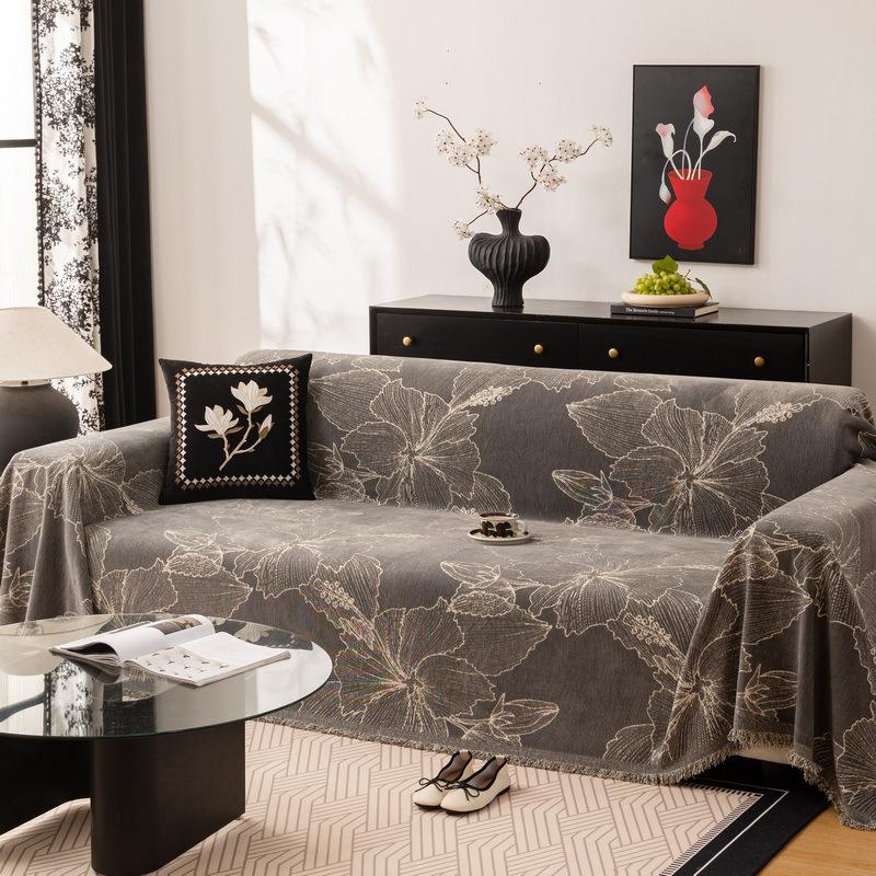 -Flower Sofa Towel Blanket, Chenille Couch Cover, Anti Cat Scratch, Chair Recliner Furniture Protector, One Piece