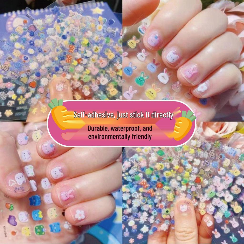 Vattentäta Nagelklistermärken med Tecknade Figurer för Barn - Söta Prinsess- & Kaninmotiv för Barn