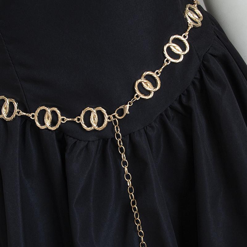 Women Metal Double Ring Waist Chain Summer Stylish Jewelry Chain Accessory