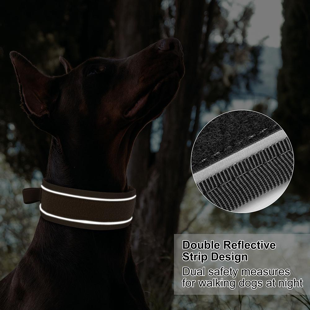 Nylon Durable Dog Collar Military Tactical Pet Training Collars Reflective Necklace With Handle Strong For Medium Large Dogs
