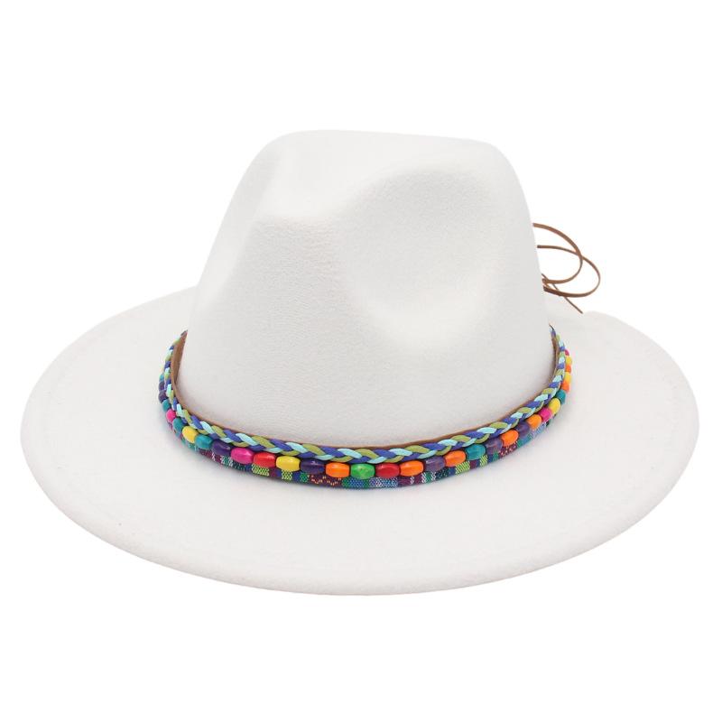 Top Hat Rainbow Hand-Woven With Accessories Ethnic Style Tibetan Hat Colorful Jazz Hat