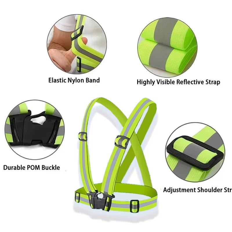 Highlight Reflective Straps Night Work Security Running Safety Adjustable Reflective Vest High Visibility Reflective Jacket