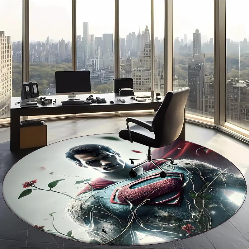Superuomo (19) Tappeto Rotondo per Ufficio Tappeto Decorativo per Pavimento per Ufficio Camera da Letto Soggiorno e Spazio Domestico