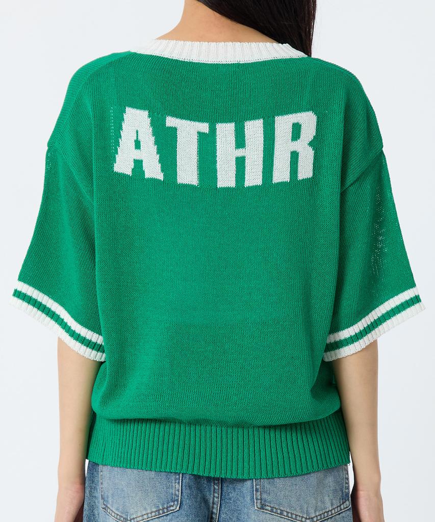 Andy Other Oversized V-Neck Short Sleeve Knit Green