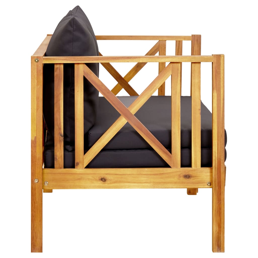 2 Seater Garden Bench with Cushions 122 Cm Solid Acacia Wood