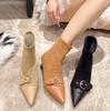 French Kitten Heel Pointed Thin Short Boots Women's Shoes 2025 Autumn and Winter New Temperament High Heel Ankle Bare Boots