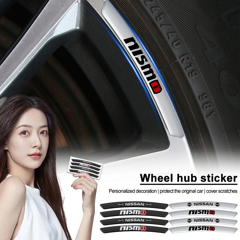 4Pcs Auto Wheel Hub Badge Tire Rim 3D Stickers Accessories Styling For Nissan Nismo Qashqai X J10 Trail Tiida Juke Teana Pulsar Altima