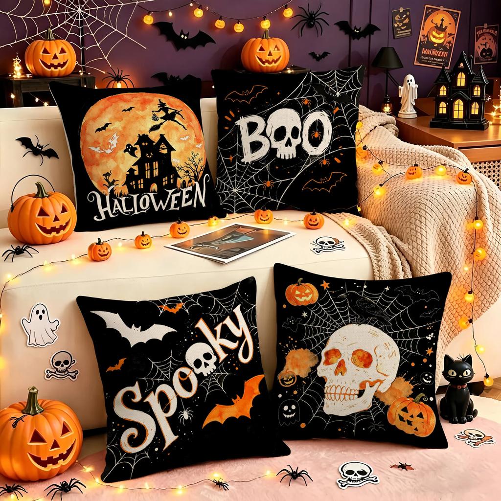 1pcs Halloween Printed Throw Pillowcase Cojines Scary Atmosphere Cushion Cover Living Room Decorative Sofa Pillow Covers 11x11cm