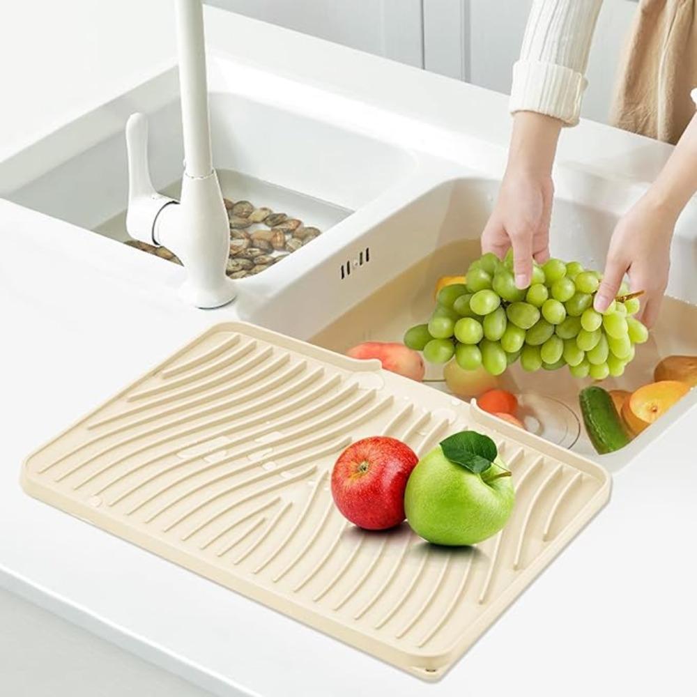 Nonslip Kitchen Dish Drainer Pad Large Size Dish Drying Mat Silicone Draining Board Mat Countertop
