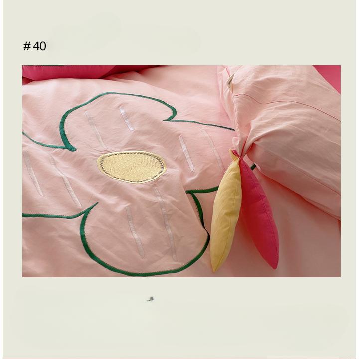 Pure Cotton Washed Cotton Embroidered Pure Cotton Four-piece Quilt Cover Sheet