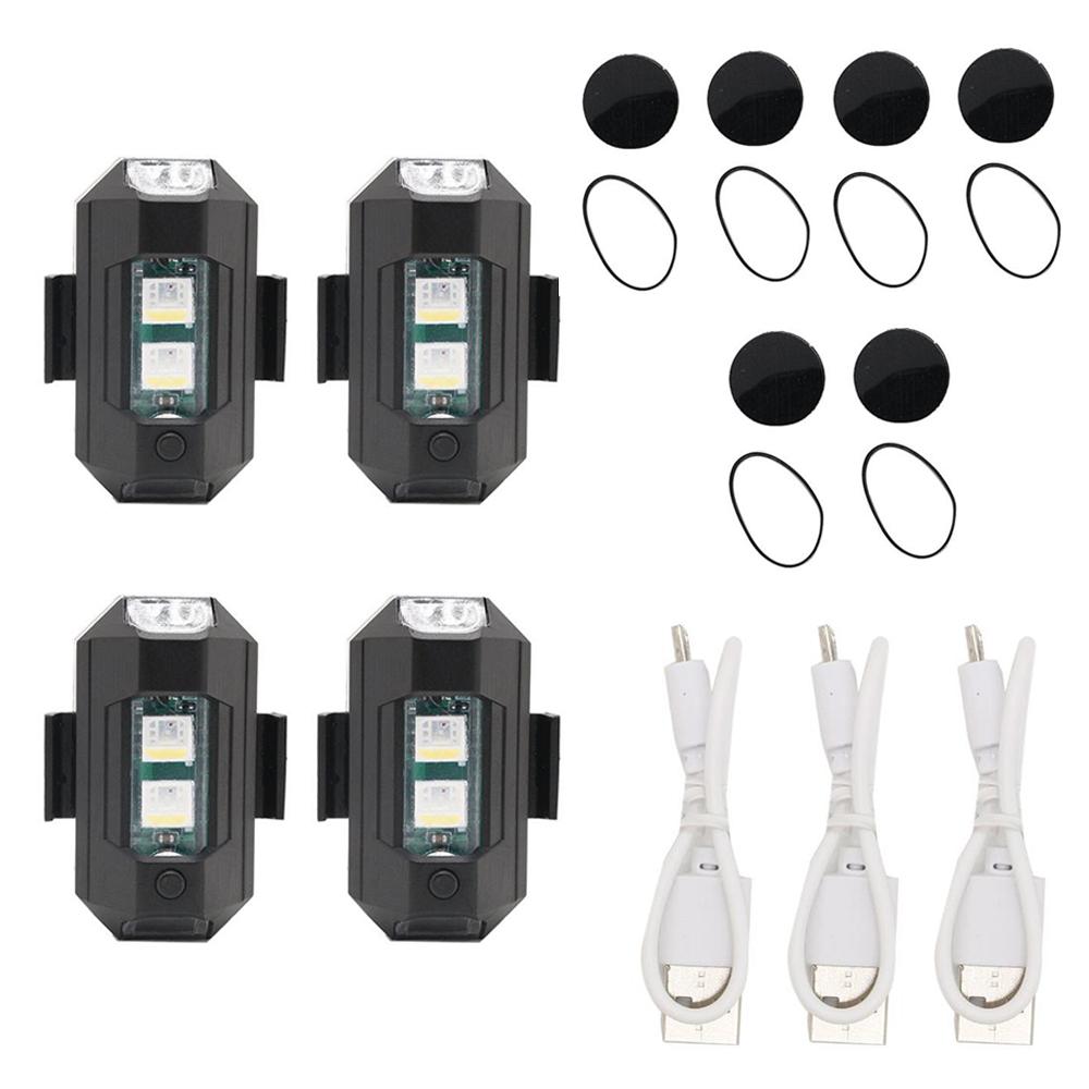 1-4Pcs Motorcycle Lights USB LED Anti-Collision Warning Light for Motorcycle Scooter Car RC 7 Colors Night Turn Signal Light