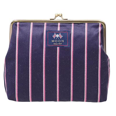 Marushin Large Pouch by W20 X H16 X Blazer Stripe Made with British MOON Product 0405007000 MOON, UK, D4cm, Navy, Fabric, Code