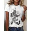 Roma Włochy Zdjęcie Miasta Wypełniony Graficzny T-shirt Damski Codzienny Krótki Rękaw Druk z Motywem Podróży do Rzymu Miękki Wygodny Top