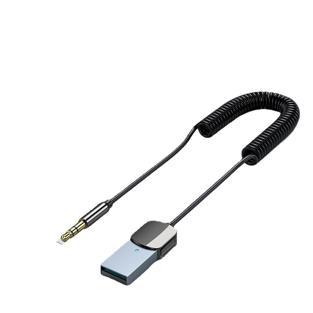 Bluetooth 5.0 Car Audio Receiver with 3.5mm AUX Spring Cable