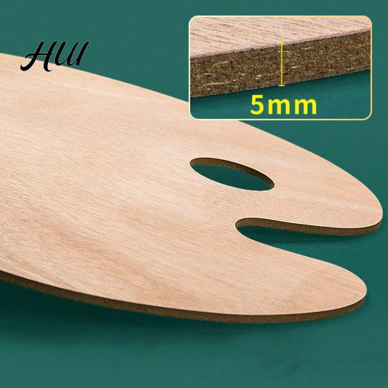Art Studio Equipment Wooden Paint Palette, Square Oval Shaped Artist Painting Tray with Premium Mixing Palette Thumb Hole for Acrylic Watercolor