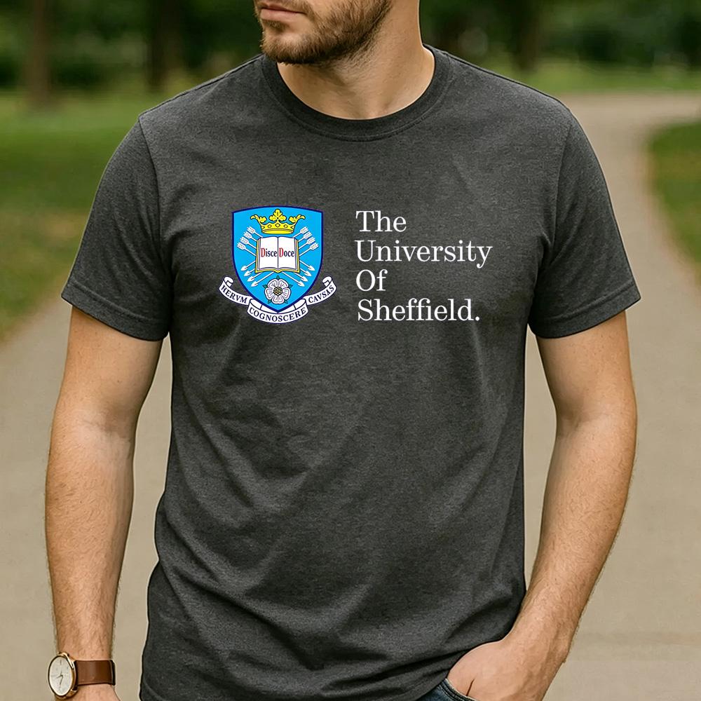 Maglietta Grafica in Cotone Retrò Vintage Logo The University Of Sheffield Unisex Manica Corta Tee per Laureati Alumni Vacanze