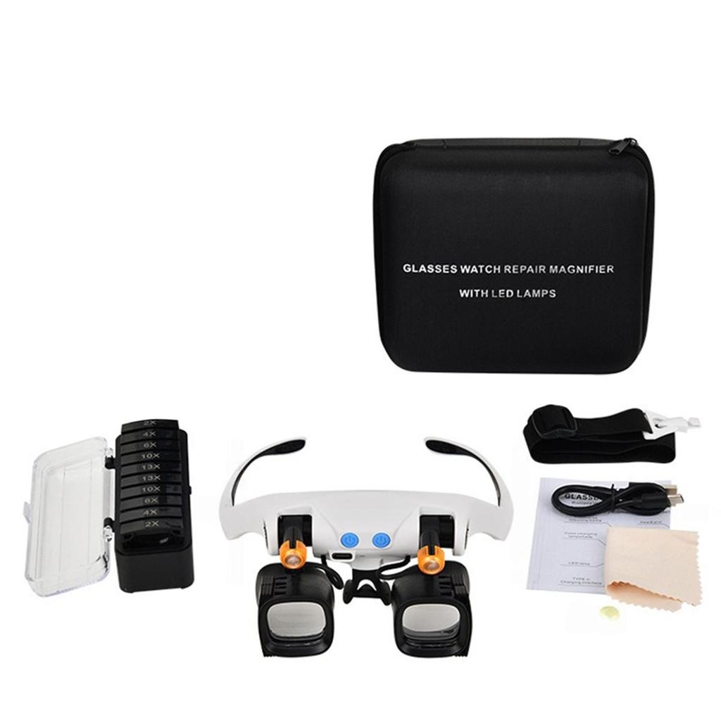 Magnifier Glasses Led Magnifying Glasses With Adjustable Headband Lamp For Close Work And Hobbies