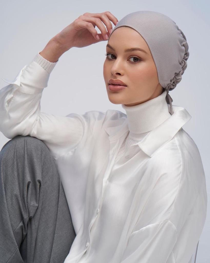 Fashion Muslim Hijab Cap Women's Ruffled Stretch Cotton Under Scarf Turban Caps Tie Strap Lining Satin Silk Islam Headscarf