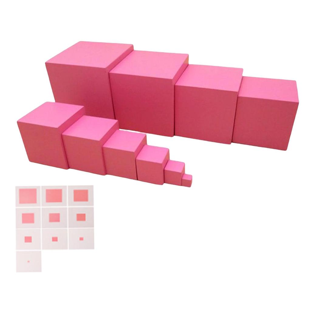 Montessori Learning Pink Tower Practical Skills Developing Educational Toy for Toddler Age3+