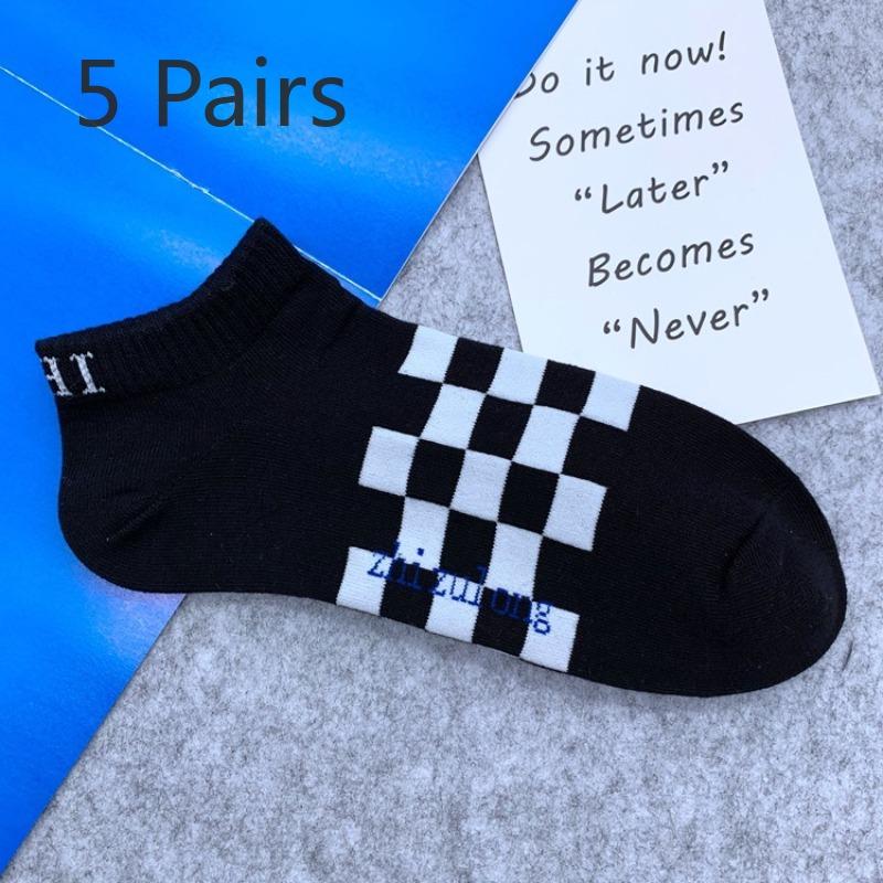 

5 пар коротких носков с буквами, мужские спортивные носки-лодочки, женские хлопковые носки с низким верхом, неглубокие уличные носки 5 pairs