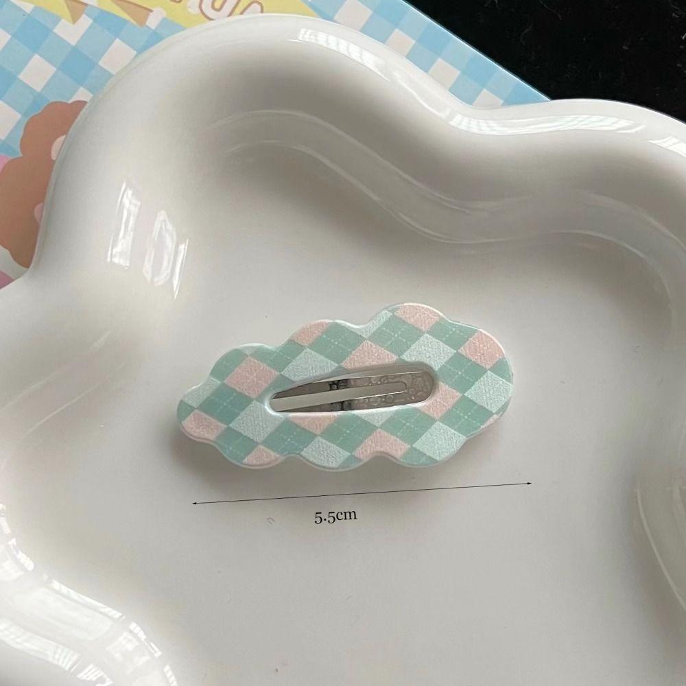 1pc Fashion Hair Ornament Clouds Hair Clips Sweet Headwear Grid Bang Clip INS Style Hairpin Girls